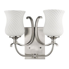Evelyn 2-Light Bath Vanity, Satin Nickel, Opal White Glass