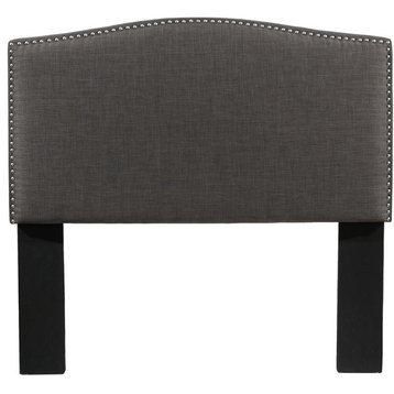 Newport Fabric Upholstered King/Cal. King Headboard with Nailhead Trim in Gray