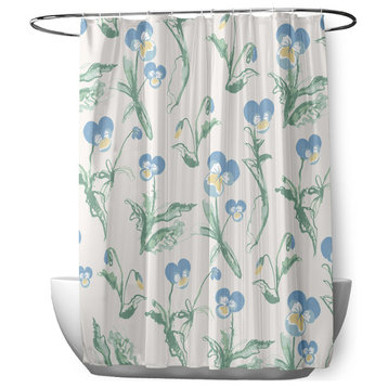 70"Wx73"L Bunch of Pansies Shower Curtain, Blue