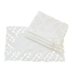 Xia Home Fashions - Laurel Embroidered Cutwork Spring Traycloths, 12"x18", Set of 4 - Placemats