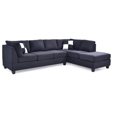 Solana Micro Suede Sectional, Black Micro Suede