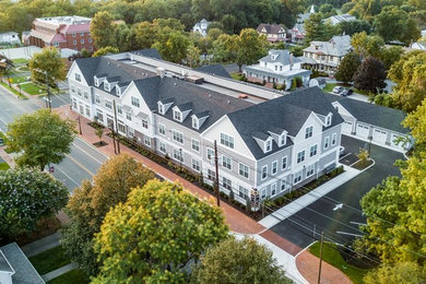 Small traditional three-story apartment exterior idea in Philadelphia