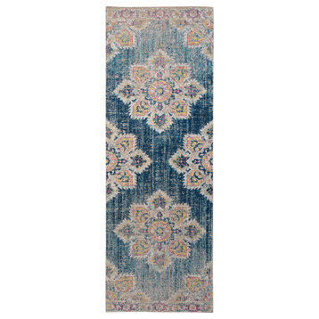 Eternal Witney Runner, Blue, 2'7"x7'6", Medallion