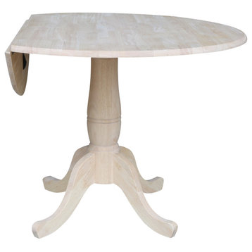 42" Round dual drop Leaf Pedestal Table - 29.5 "H, Unfinished