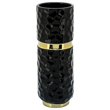 5x13" Belted Vase, Black/Gold