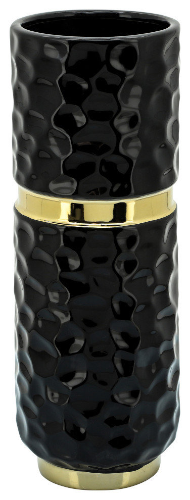 5x13" Belted Vase, Black/Gold - Contemporary - Vases - by Sagebrook ...