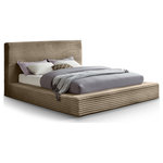 Meridian Furniture - Dexter Upholstered Bed, Taupe, Full, Corduroy Fabric - When a bedroom rehab is on your "to do" list, this Dexter taupe corduroy fabric full bed is a great jumping-off point. Designed to give your bedroom a fresh new face fast, this full size bed is upholstered in soft taupe furry textured corduroy fabric in a homage of sorts to the timelessly iconic material that's part of your coziest fall wardrobe. The contemporary design of the bed features channel tufting for textural appeal, and the high headboard adds a dramatic vibe whether in the master suite or guest bedroom.