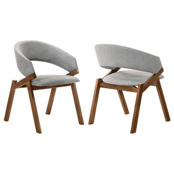 Armen Living Talulah 19" Wood Dining Side Chairs in Gray/Walnut (Set of 2)