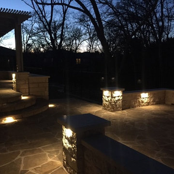 Modern flagstone patio w/ built-in low voltage LED lighting