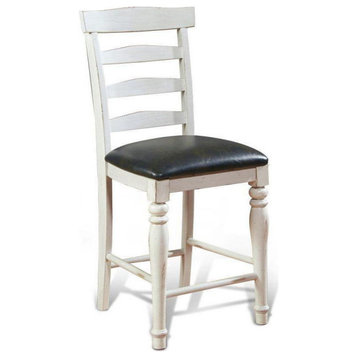 White Cushioned Seat Bourbon County Ladderback Counter Height Barstool
