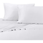 Royal Tradition - Bamboo Cotton Blend Silky Hybrid Sheet Set, White, King - Experience one of the most luxurious night's sleep with this bamboo-cotton blended sheet set. This excellent 300 thread count sheets are made of 60-Percent bamboo and 40-percent cotton. The combination of bamboo and cotton in the making of the sheets allows for a durable, breathable, and divinely soft feel to the touch sheets. The sateen weave gives these bamboo-cotton blend sheets a silky shine and softness. Possessing ideal temperature regulating properties which makes them the best choice for feel cool in summer and warm in winter. The colors are contemporary, with a new and updated selection of neutral tones. Sizing is generous and our fitted sheets will suit today's thicker mattresses.
