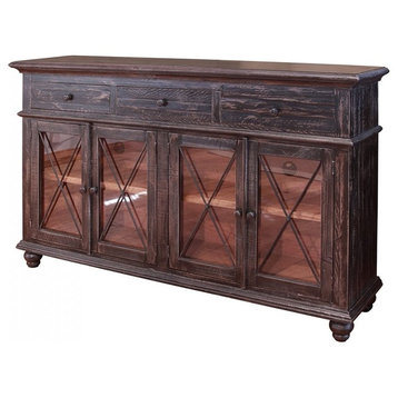 Greenview Rustic-Style Charcoal Solid Wood Sideboard