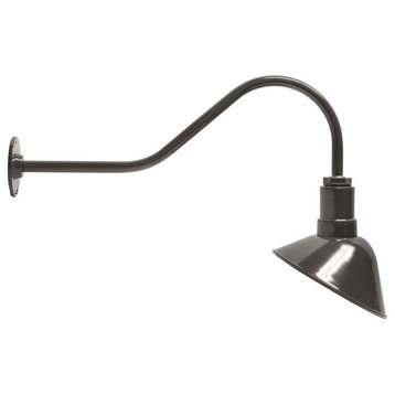 9" Angled Steel Reflector, 23" Gooseneck Barn Light, Dark Bronze, Standard - No