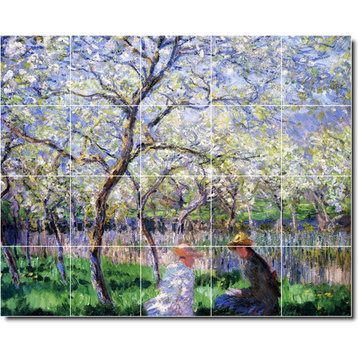 Claude Monet Garden Painting Ceramic Tile Mural #18, 21.25"x17"