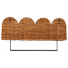 Rattan Wicker Wall Shelf With Scalloped Edge and Metal Rod, Natural