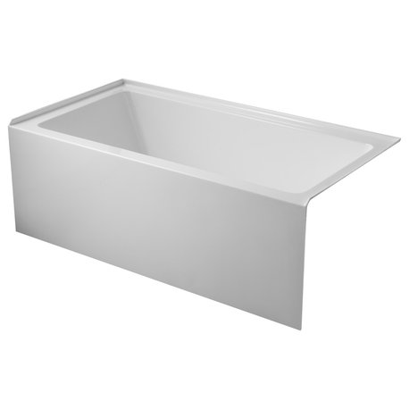 Vanity Art Alcove Soaking Acrylic Bathtub, White/Titanium Gold, 60"x30", Right