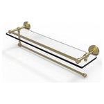 Allied Brass - Wavwely Place Paper Towel Holder with 22" Gallery Glass Shelf, Satin Brass - Maximize space and efficiency with this beautiful glass shelf and paper towel holder combination. Gallery rail will keep your items secure while the integrated paper towel holder provides a creative space for your roll. Made of solid brass and tempered