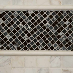 Black Marquee Stone & Glass And Arabescato Carrara Marble - Tile