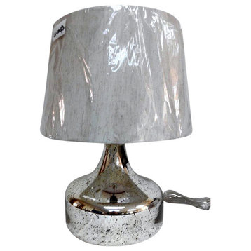 Table Lamp With Linen Fabric Shade, Chrome