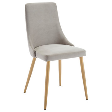 Set of 2 Mid-Century Velvet Side Chair, Gray