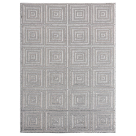 United Weavers Cascades Tehama Geometric Rug, Silver (2601-10871), 2'7"x7'2"