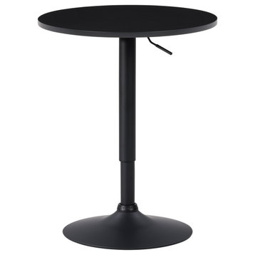 CorLiving Round Adjustable Pedestal Bar Table, Black