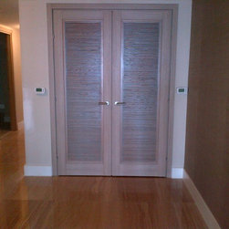 Modern Louver Double Door in Light Oak Finish - Interior Doors