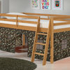 Roxy Twin Wood Junior Loft Bed, Cinnamon, Green Camo Bottom Tent