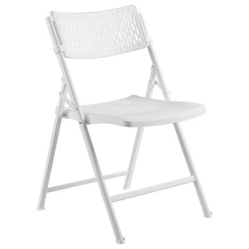 NPS AirFlex Series 32" Modern Metal Folding Chair in White (Set of 4)