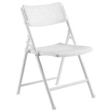 NPS AirFlex Series 32" Modern Metal Folding Chair in White (Set of 4)