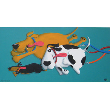 Marmont Hill,"New Leash Life" by Mike Taylor Painting Wrapped Canvas, 36x18