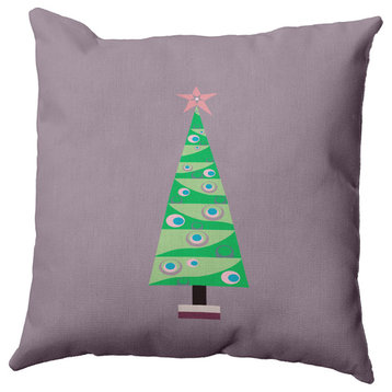 Cartoon Christmas Tree Accent Pillow, Light Purple, 18"x18"