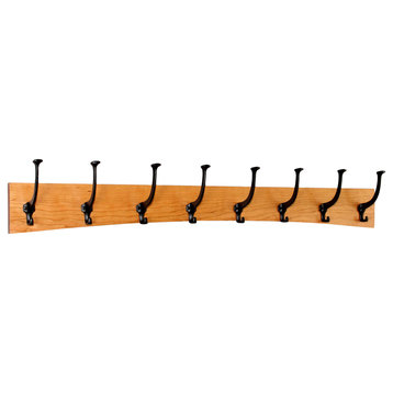 Solid Cherry Curved Wall Coat Rack - Mission Hooks - Made in the USA