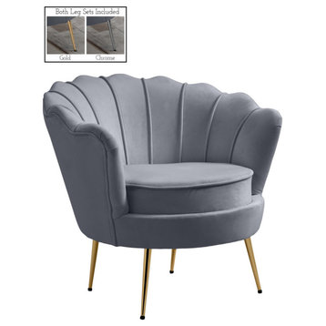 Gardenia  Velvet Upholstered Chair, Gray