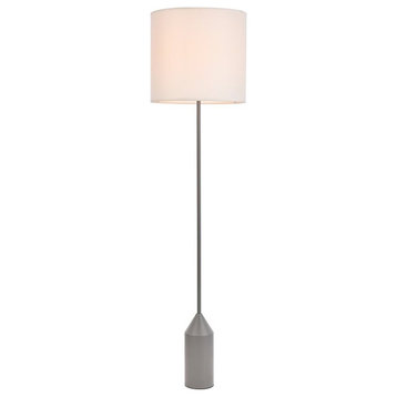 Living District Ines 1-Light Mid-Century Metal Floor Lamp in Concrete Gray/White