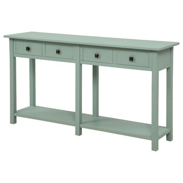 Brushed Texture Entryway Table Console Table with Drawers and Bottom Shelf