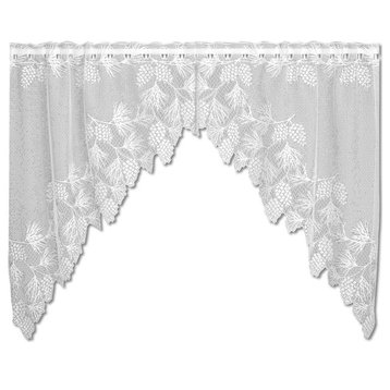 Heritage Lace Woodland 68x40 Swag Pair in White