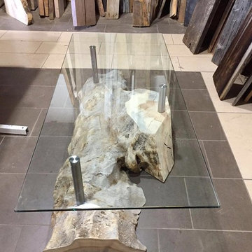Manitoba Maple Coffee Table with Top Glass