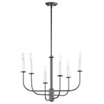 Maxim Lighting - Wesley 6-Light Chandelier in Black with Satin Nickel - Arms sweep upward from an adjustable collector to create a minimal yet stately design. Available in Black, Satin Brass, and Satin Nickel, this collection provides a transitional look for a variety of settings.  This light requires 6 ,  Watt Bulbs (Not Included) UL Certified.