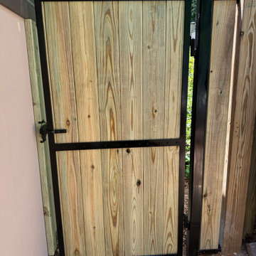 Iron metal frame with pressure-treated pine boards
