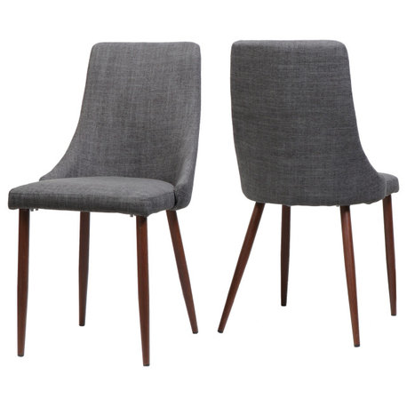 GDF Studio Soloman Fabric Dining Chairs With Wood Finished Legs, Set of 2, Light Gray
