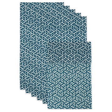Teal Abstract Leaf Print Fridge Liner Set/6