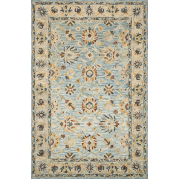 Loloi Victoria Hooked Vk-18 Lt. Blue / Natural 5'-0" X 7'-6" Rectangle