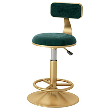 Nordic-Styled Swivel Lifting Bar Stool, Metal With Backrest, Green, H15.7-21.7"