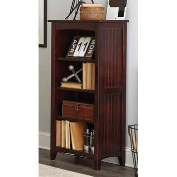 Cottage Bookcase, 4 Open Storage Shelves, Great for Space Saving, Espresso