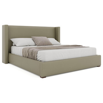 Aylet Plain Eco-Leather Low Bed, Stone, Ca King