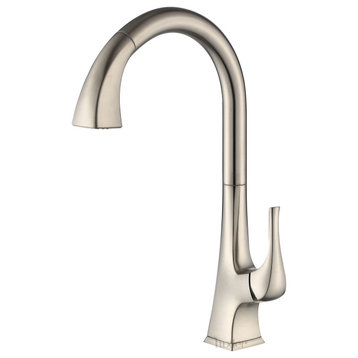 Luxier KTS20-T Single-Handle Pull-Down Sprayer Kitchen Faucet, Brushed Nickel