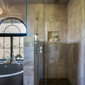 Modern and Understated Mediterranean Escape: Primary Bathroom