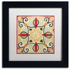 'Bohemian Rooster Tile Square II' Matted Framed Canvas Art by Daphne Brissonnet