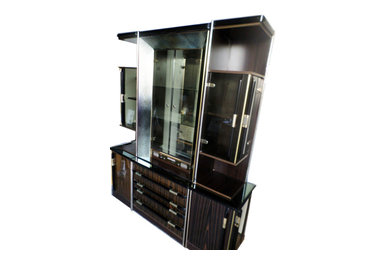 Mid Century Modern " Grand Master" Entertainment Bar Mivox Stereo Glass Curio Hu